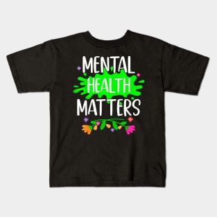 Support Squad Mental Health Awareness Lime Green Ribbon Kids T-Shirt